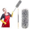 New Extendable Microfiber Soft Feather Duster for High and Standard Surface Cleaning, Foldable Long Rod for Ceiling Fans, Cobweb