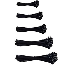 250 pieces Nylon Cable Ties - Organizer Ties, Cable Organizer, 50 pcs Each Size Combo - Black